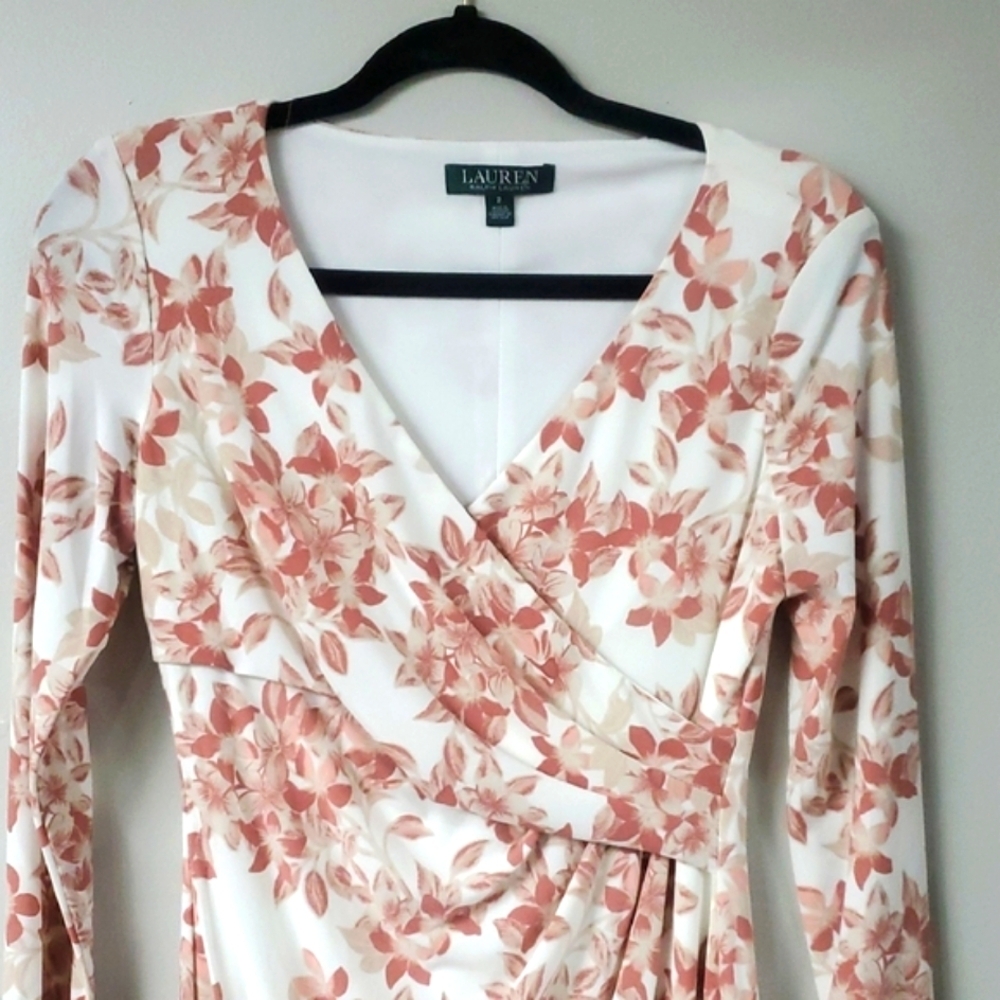 Lauren Ralph Lauren Floral Wrap Dress - Pink and White - Picture 2 of 8